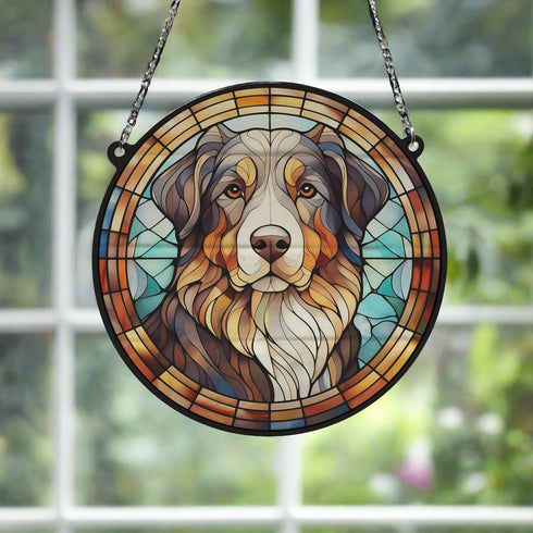 Bernese Mountain Dog Stained Glass Effect Suncatcher